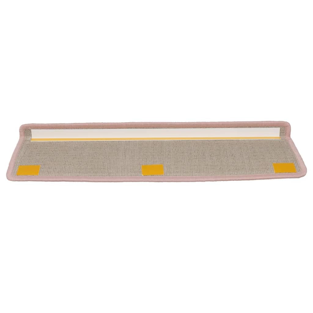 vidaXL Tappetini per Scale 15 pz 65x21x4 cm Rosa Chiaro con Bordo Rettangolare