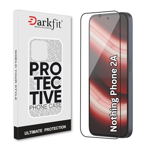 Image of DARKFIT Tempered Glass Premium Screen Protector Compatible for Nothing Phone 2A | Edge to Edge Coverage with Easy Installation Kit | Scratch Resistance | HD Clear Glass (Black Border) | Pack of 1