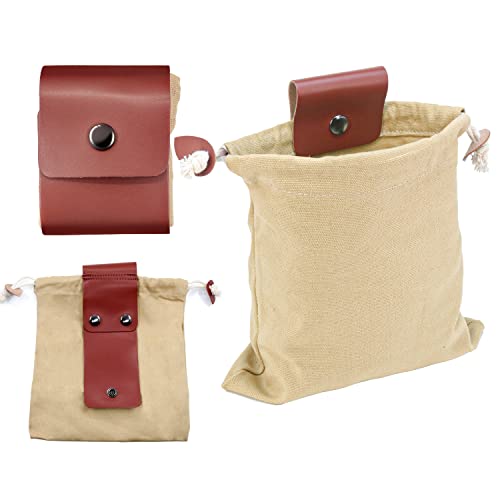 LUXUU Sac de forage en toile Bushcraft pliable avec boucle en cuir pour l'extérieur et le camping, marron Cover
