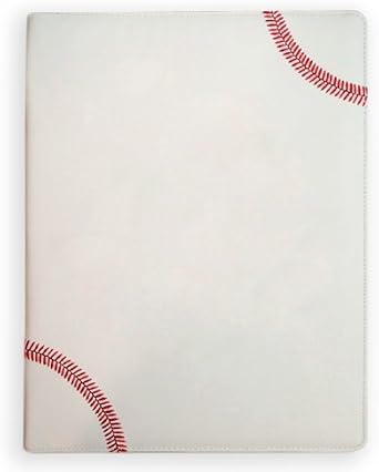 Zumer Sport Baseball Leather Notepad Portfolio - مصنوع من مواد البيسبول الفعلية - وسادة كبيرة جدول أعمال مخطط - ورقة ملاحظة تحكم - حامل قلم - حامل بطاقة عمل - أبيض ، خياطة حمراء