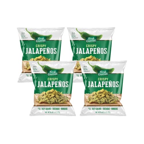 Image of Fresh Gourmet Crispy Lightly Salted Jalapenos Low Carb |Crunchy Snack and Salad Topper 16 Ounce (Pack of 4)
