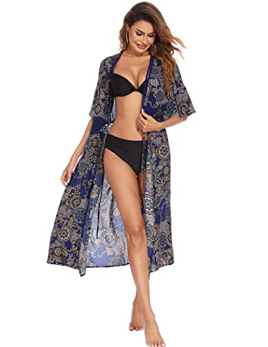 Ekouaer Swim Coverup Dress Women Short Sleeve V-Neck Sexy Swimsuit Kimono Cover Up Bohemian Beach Summer Swimwear Coverup Xxl #TOP2