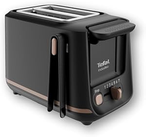 Tefal Toaster mit 2 Schlitzen, inkl. Magnetklammern, große Bedienelemente, 7 Bräunungsstufen, herausnehmbare Krümelschublade, Erhöhungsfunktion TT533811, Schwarz