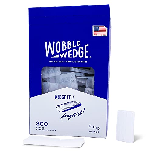The Original Wobble Wedge Rigid Plastic Shims, Heavy Duty Leveling Wedges for Furniture, Tables, Toilets, Home Improvement & Work Projects, Transparent Leveling Feet, MADE IN USA, 300Pack