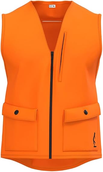 Half Rack Deluxe Blaze Orange Safety Vest w/Zipper Closure - Two Large Front Pockets & Dual Access Back Storage Pocket
