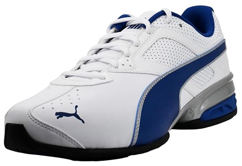 PUMA Men's Tazon 6 FM Shoes, White/Blue/Silver, 10 M