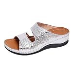 Women's Summer Wedge Heel Mules - Elegant Open Toe Platform Design, Comfortable Non Slip Sole for Daily Wear, Ergonomic Design for All Day Comfort Silver