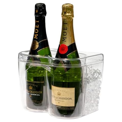 Ice Chilled Wine Bottle Server - 750ml Champagne & Wine Bottle Chiller | Elegant Shatter Resistant Cooler Bucket for Parties, Kitchens, Bars and Outdoors | Keeps Pre-Chilled Bottles Cooler Longer Cover