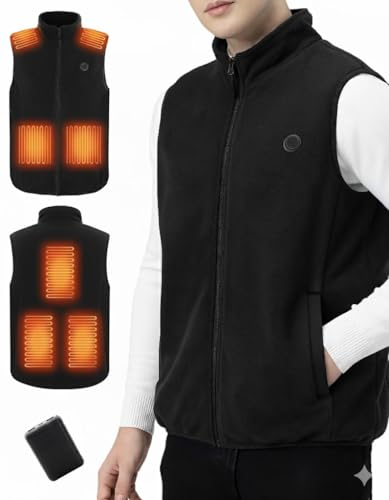 Gilet Chauffant Homme avec Batterie incluse 10000mAh, Veste Chauffante Homme 5 Zones Chauffage rapide, Gilet Chauffant avec Contrôle de Température à Trois Vitesses pour de Plein Air Sports Hiver