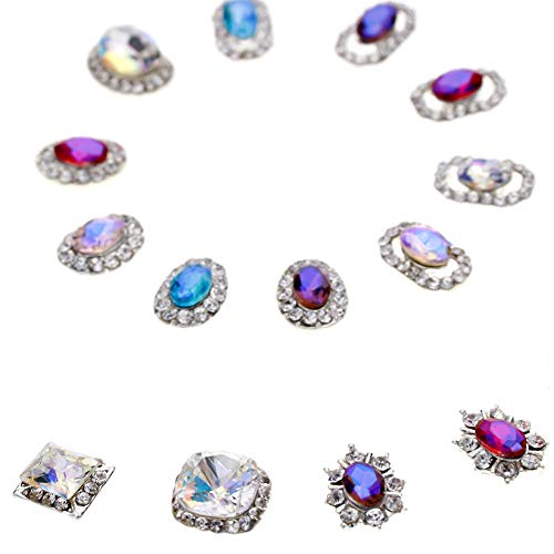 Jieping 12 Pcs/Bag Rhinestone Nail Art Decoration Glitter Charming Shiny Faux Gem 3D Diy Nail Art Tips #TOP2