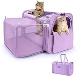MIDOG Cat Carrier Soft, TSA Approved Airline Travel Carrier for Cats and Small Dogs, Under Seat Pet Bag with Expandable Space & Escape-Proof Zippers (Lavender)