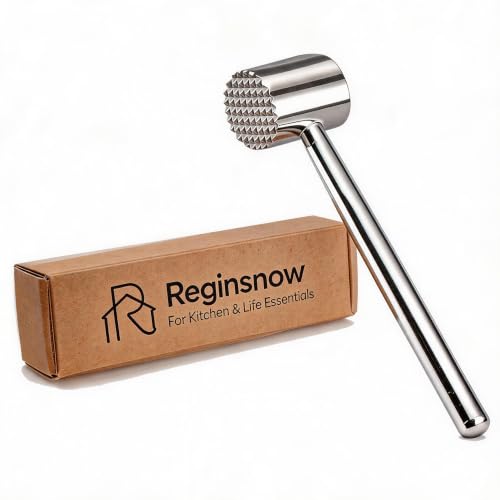 Stainless Steel Meat Tenderizer 18/8 Food Grade Kitchen Mallet Steak Pounder Flatterner for Beef and Poultry - Commercial Quality 100% Dishwasher Safe