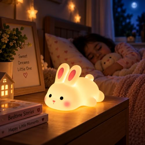 Image of Naughty Bunny Night Light Lamp Battery Operated Table and Desk Decorations Gift Pandas (Naughty Bunny)