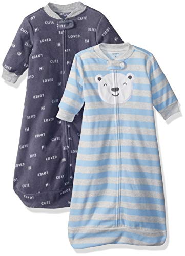 Carter's Baby Boys 2-Pack Microfleece Sleepbag, Blue Bear Script, Medium
