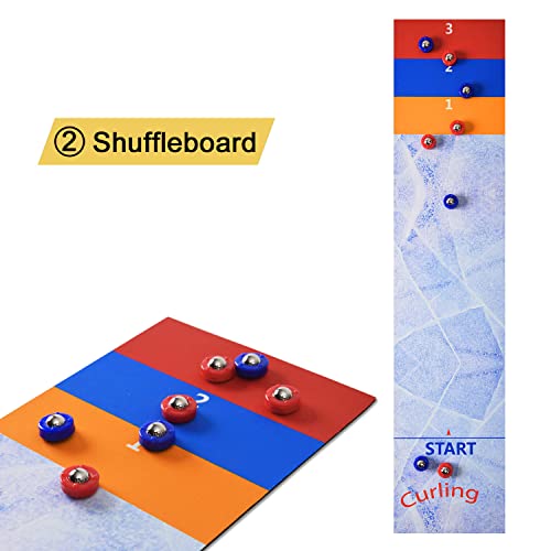Foto von Shuffleboard Bowling Curling Spiel 3 in1 Shuffleboard Tisch Curling Cpiel,Tragbares Shuffleboard Tischkegelspiel Shuffleboard Tabelle top Games für Zuhause,Büro,Party