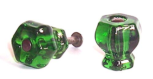 Rousso's Reproduction Emerald Green Glass Knob Pulls 0104-Eg With Flush Fit Connectors Oil Rubbed Bronze (Four) #TOP18