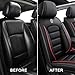 Bitablue Seat Covers for Lexus NX 200t 2015-2017 Nappa Leather Car Seat Cover Compatible Airbag Seat Protector Waterproof Auto Seat Covers(Black&Red,Full Set)