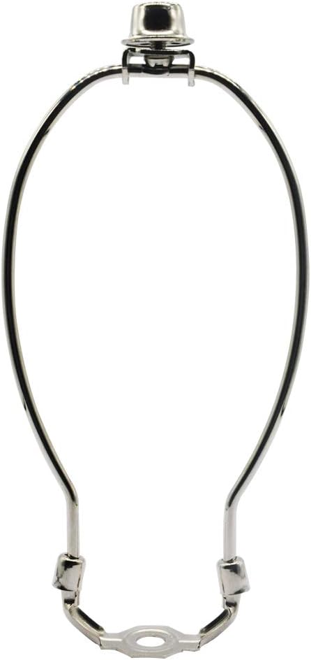 Lamp Shade Harp Holder,Silver Lamp Harp Fits E26 Light Saddle Base Adapter,Nickel Color Pipe Fitter Adapter Finial Set,Adapted All Styles of Lamp Shade,Table and Floor Lamps (8 Inch)