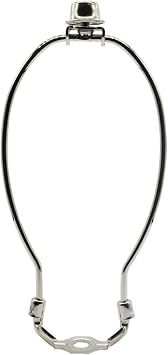 Lamp Shade Harp Holder,Silver Lamp Harp Fits E26 Light Saddle Base Adapter,Nickel Color Pipe Fitter Adapter Finial Set,Adapted All Styles of Lamp Shade,Table and Floor Lamps 8 Inch