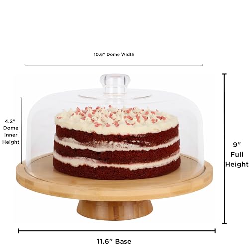 JOEY'Z 6 in 1 Large Bamboo Wood Cake Stand with Lid - Multiuse Wooden Cake Stand with Dome Acrylic Cake Cover/Cake Dome - Cake Holder With Lid - Bamboo Base Punch Bowl - Cake Stands by JOEY'Z - Image 5
