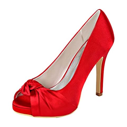 Damen Plateau Brautschuhe Stiletto High Heels Peep Toe Pumps Satin Party Hochzeit Abend Schuhe 6041-23 Cover