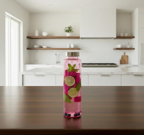 Image of Vency 750ml Glass Water Bottle for Water & Beverages | Leak-Proof Airtight Stainless Steel Lid | Smoothies & Juices (Single Bottle)