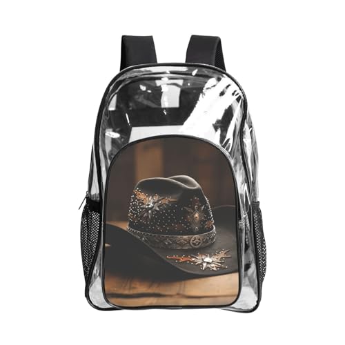 JBYJBX American West Rodeo Hat Print - Mochila transparente de gran capacidad para viajes, senderismo, trabajo, bolsa transparente con bolsillo