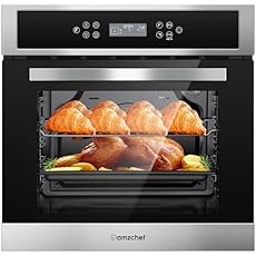 AMZCHEF Single Wall Oven 24" Built-in Electric Ovens with 11 Functions, 8 Automatic Recipes, 2800W, 240V, 2.5Cu.f Convection Wall Oven in Stainless Steel, Touch Control, Timer, Safety Lock,Upgraded