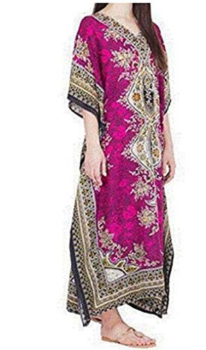 UNIQUE KAFTANSWomen's V-Neck Maxi Kaftan – Tribal Print, Loose Fit, Plus Size Kimono Dress, Beach Cover-Up
