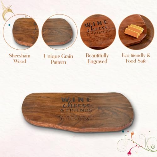 Image of Sheesham Wooden Cheese Board Platter for Serving,Chopping & Cutting|Handcrafted Wooden Plate for Vegetables, Fruits & Cheese|Gift for Birthday, Housewarming & Wedding17 x8.5-Large