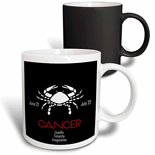 3dRose Zodiac symbol Cancer on black background 11oz Magic Transforming Mug