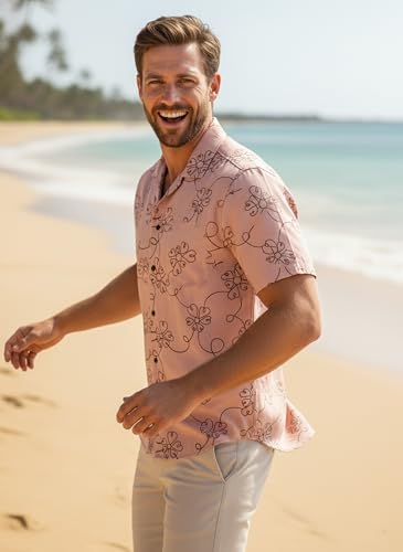Image of Lymio Men Shirt || Men Embroidery Design Half Sleeve Cotton Shirt (Available Also Packs) (Embro-Flower)