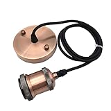 EmyZöilure Vintage Pendant Light Fitting Retro Industrial Style E27 Lamp Holder,1.5M Braided Cord Ceiling Rose Peadant Light Kits
