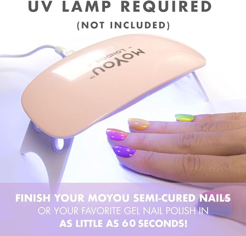 MOYOU LONDON Tiras de unhas de gel semicuradas, 20 unidades de envoltórios de gel para unhas, fácil