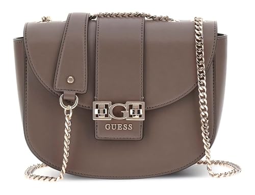 Bolso bandolera GUESS Jane marrón topo: bolso de hombro convertible Xbody con solapa