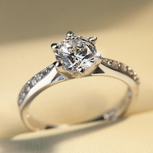 White Gold Plated White Cubic Zirconia Engagement Rings Wedding