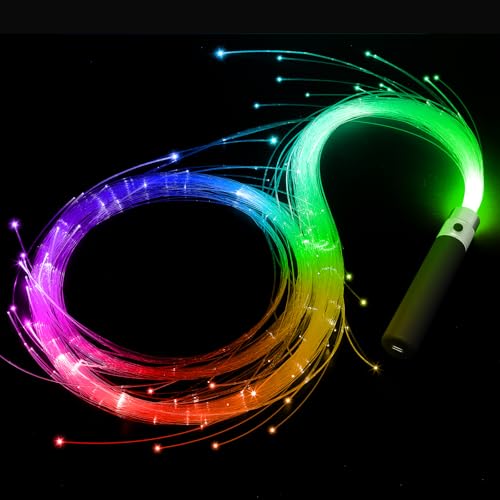 Fiber Optic Whip for Dance- 6ft LED Whip Light with Rechargeable 2000mAh
