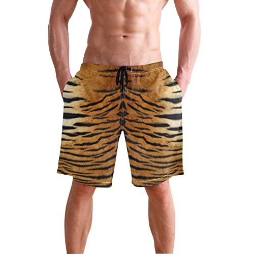 Men's Beach Shorts Animal Tiger Leather Leopard Print, Swim Trunks Drawsting Swimwear Swimming Board Shorts2