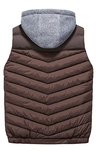 Vtuaol Men'S Puffer Vest Outdoor Fleece Vest Hooded Padded Outerwear Vest For Travel Hiking Brown Us Xl thumb #7
