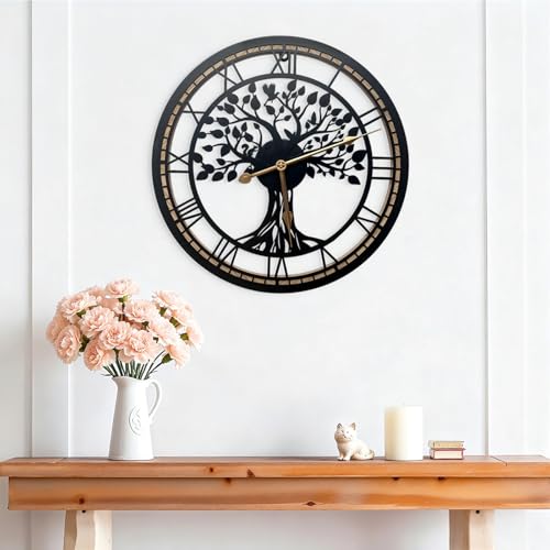 Whdifsag Tree of Life Wall Clock Clocks For Living Room Kitchen Clock Quiet and No Ticking Suitable for Wall Decor Living Room Decoration Kitchen Decoration(40CM)