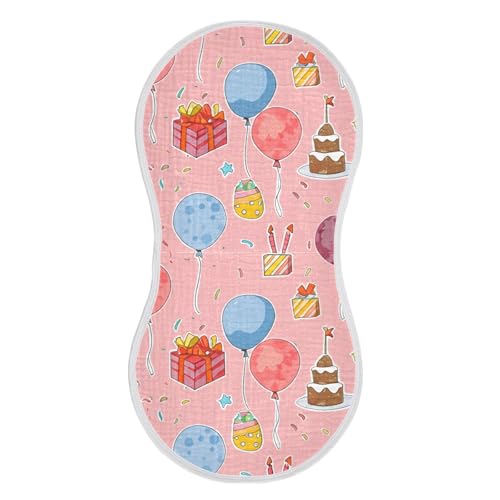 2 Pack Baby Burp Cloths, Soft Absorbent Burping Cloths for Babies, Cotton Milk Spit Up Rags, Large Size for Newborns, Baby Boys and Girls (Party Celebrating Pattern)