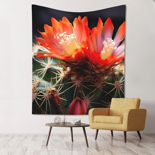 Tapisserie fleurs de cactus SHuWeiD en textile fin haut de gamme pour salon élégant