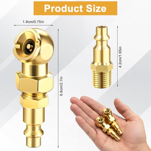Image of STHIRA 1 /4 inch NPT Tire Inflator Chuck 90 Degree Brass Air Compressor Adapter 300PSI Max Lock-On Air Hose Fitting Pneumatic Quick Connect Tire Car Air Pump Accessory Car Tyre Inflator Tool