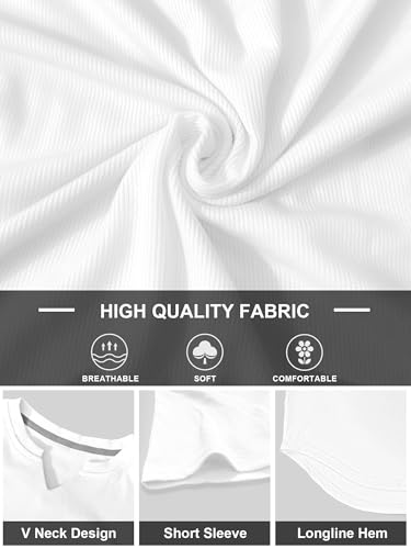 PLEPAN Mens Muscle T Shirts V Neck Short Sleeve Henley Shirt Hipster Longline Gym Workout Athletic Tee Shirts4