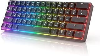 HK Gaming GK61 Mechanical Gaming Keyboard 60 Percent | 61 RGB Rainbow LED Backlit Programmable Keys | USB Wired | For Mac and Windows PC | Hotswap Gateron Optical Brown Switches | Pink
