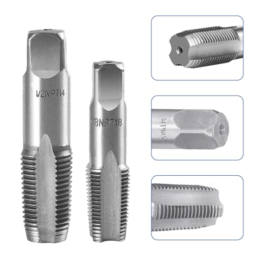 Infreecs 5 Stück NPT Rohrgewindebohrer Set: 1/8, 1/4, 3/8, 1/2, 3/4 Zoll Kohlenstoffstahl NPT Gewindebohrer Set, Profi Gewindeschneider mit Box, Gewindebohrer Set für Reparaturgewinde