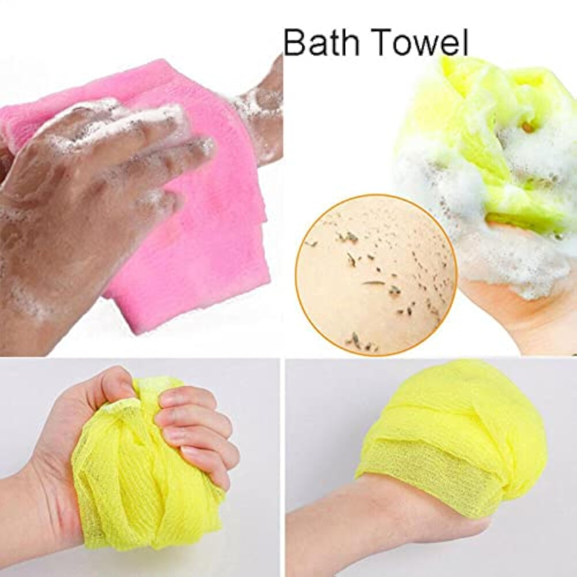 2Pcs Nylon Exfoliating Bath Towel Cloth