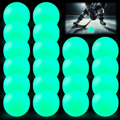 Zealor Street Hockey Balls Glow in The Dark Sports Hockey PVC Training Balls Set with Storage Bag for Road Roller Field Game Youth Adults Outdoor Indoor Classic Practicing (20 Pack)