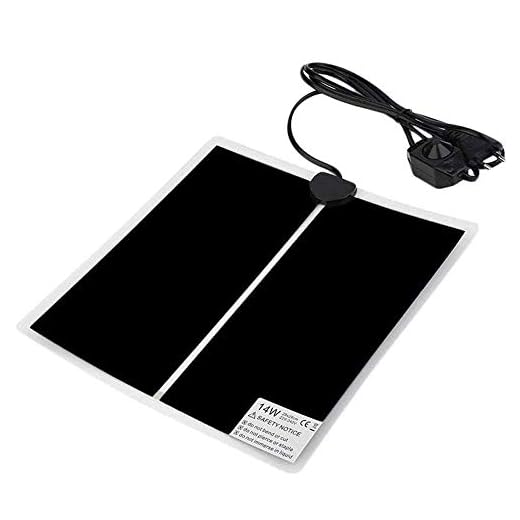 PeSandy Reptile Heating Pad with Temperature Adjustment, 110V Non-Adhesive Heat Mat for Reptiles Tortoise Snakes Lizard Gecko Hermit Crab Turtle Amphibians - 14W Removable Under Tank Heat Pad