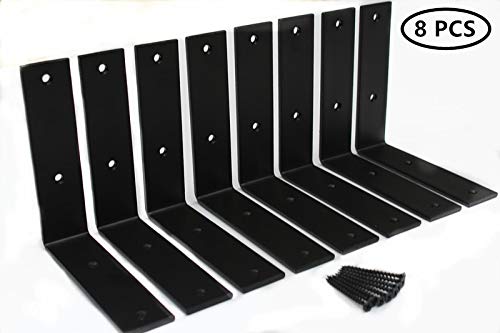 8 Pcs L 6" X H 6" X W 1.5", 5Mm Thick Heavy Duty Metal Wall Brackets Steel L Bracket For Hanging Diy Storage Or Decorative Shelving - Hang A Bookshelf Or Industrial Shelves - Shelf Supports #TOP6